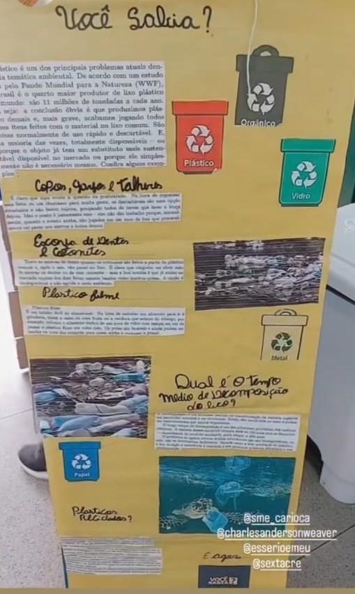 Colagem no mural da escola 